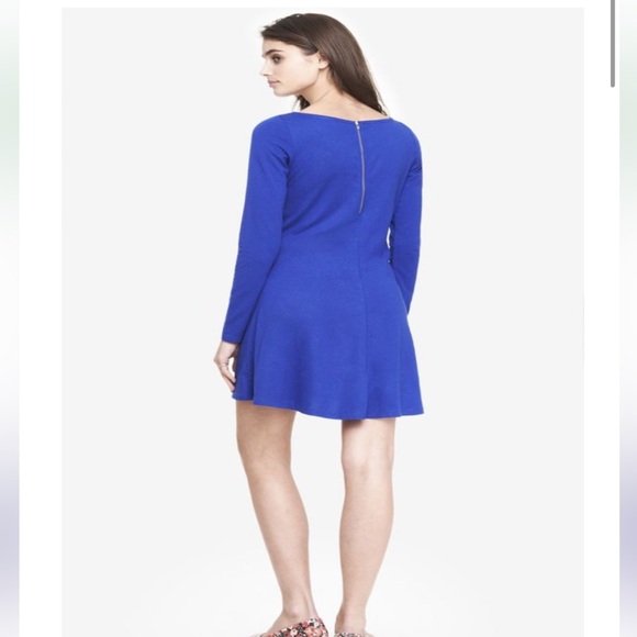 NWT Express Electric Blue Long Sleeve Zip Back Trapeze Dress medium - Picture 2 of 7